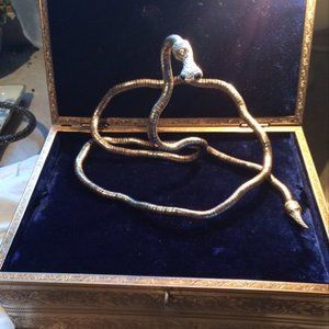 Beautiful ruby eyes snake, mesh( Whiting and Davis style) necklace choker silver